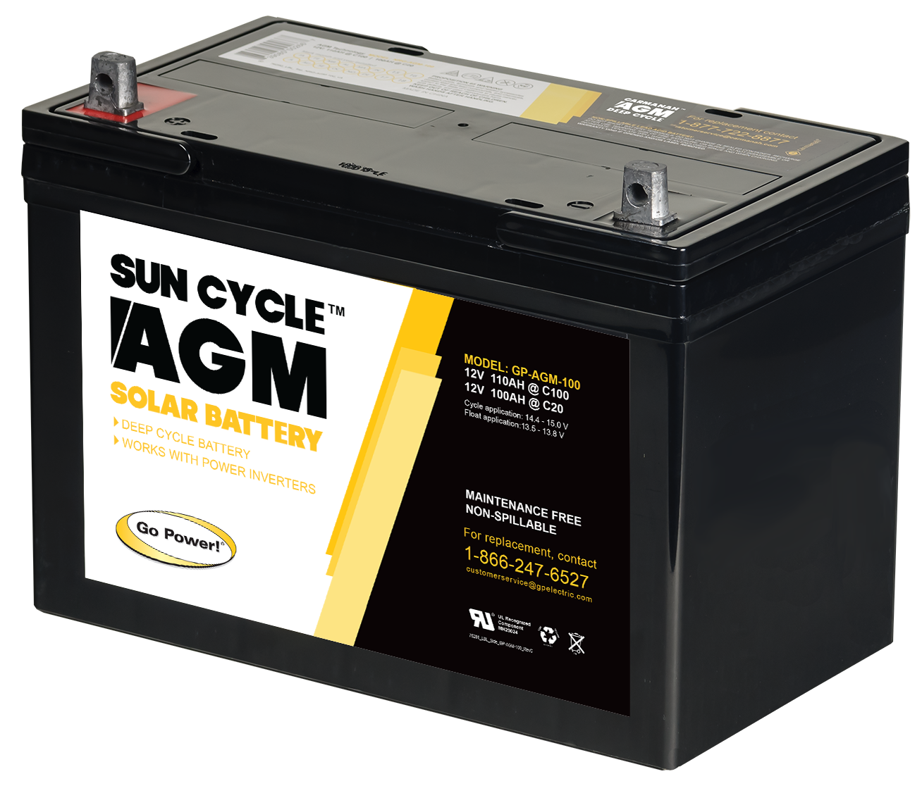 12 Volt Sun Cycle AGM Solar Battery Go Power Solar For Fleet